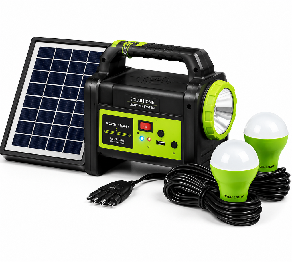 Portable Solar Emergency Inverter Kit with Solar Panel for Home & Outdoor | Mobile Charging & LED Light Backup