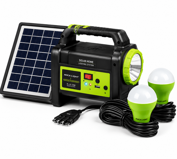 Portable Solar Emergency Inverter Kit with Solar Panel for Home & Outdoor | Mobile Charging & LED Light Backup