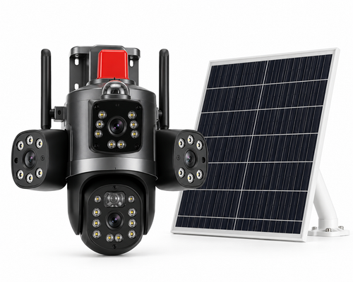 HL Two-Way Intercom Solar AI CCTV Smart Camera | Triple Lens Wireless Security Camera with Night Vision & Remote Monitoring