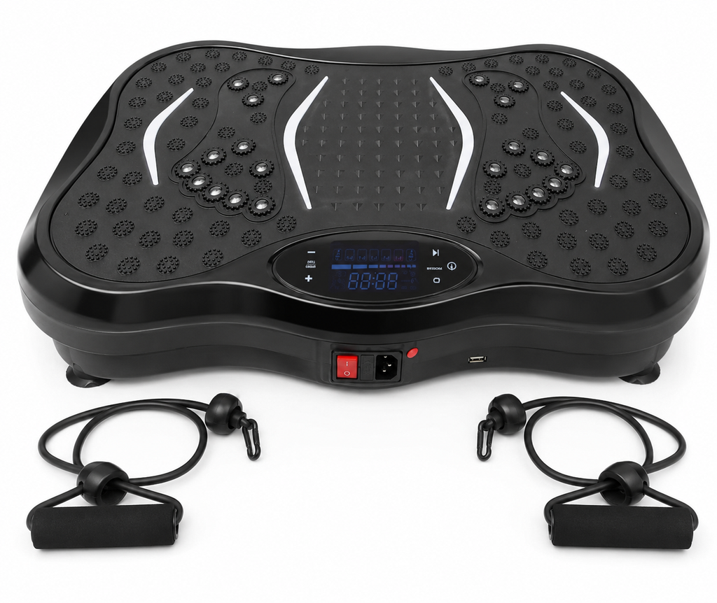 Whole Body Vibration Fitness Platform with Resistance Bands – Home Body Toning | Muscle Activation & Exercise Machine