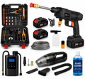 Ultimate 5-in-1 Portable High-Pressure Car Washer Kit  – Cordless Double Battery Washing Gun, Air Pump, Tool Kit, Glass & Vacuum Cleaner